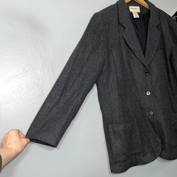 Vtg Eddie Bauer Womens Size XXL Charcoal Wool Angora Jacket Blazer Minimalist - Picture 2 of 13
